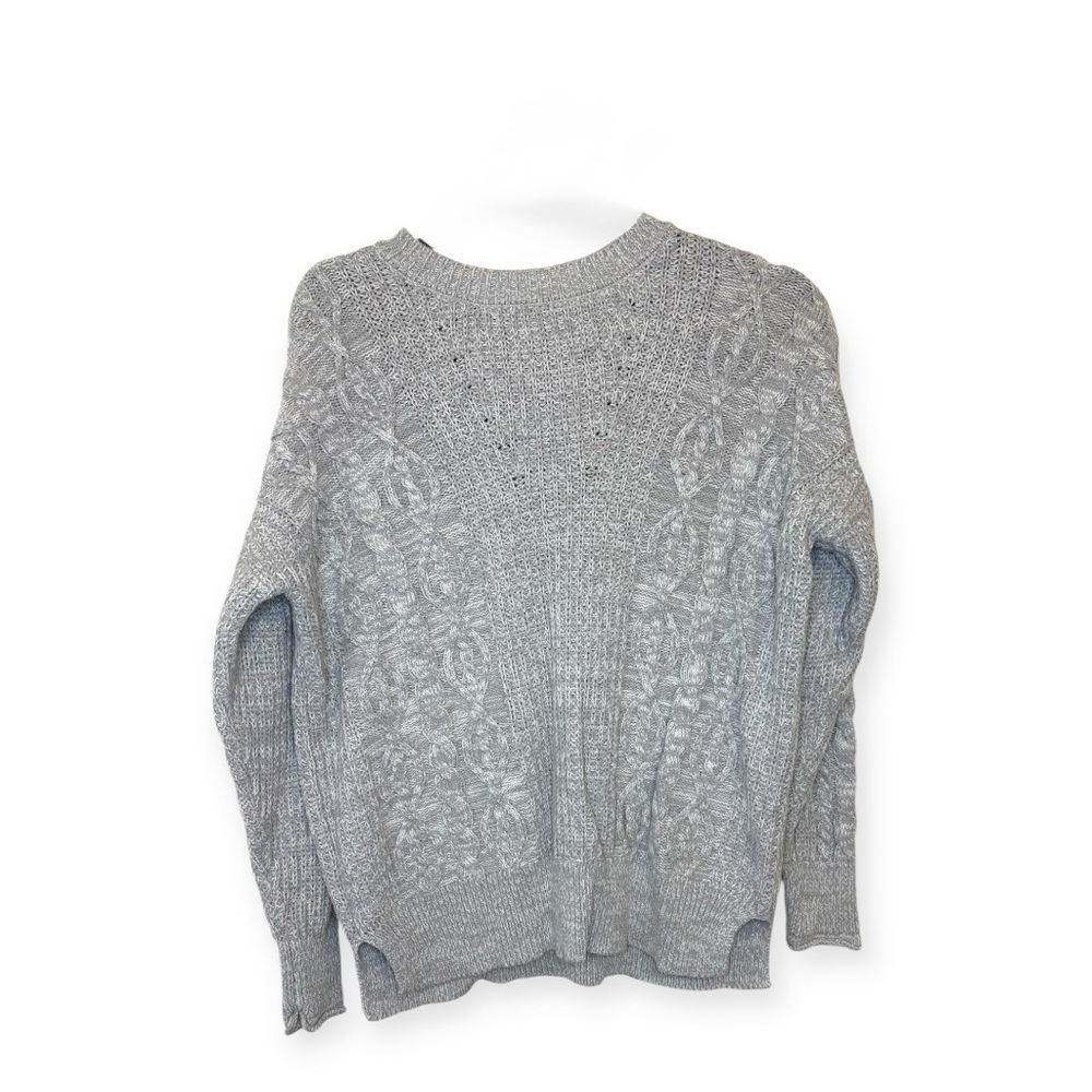 Aeropostale Gray Cable Knit Sweater | Chunky Oversized Cozy Preppy Pullover XS